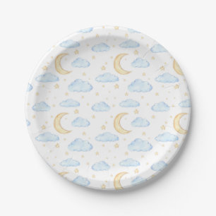 Waterverf Moon Stars en Clouds Patroon Papieren Bordje