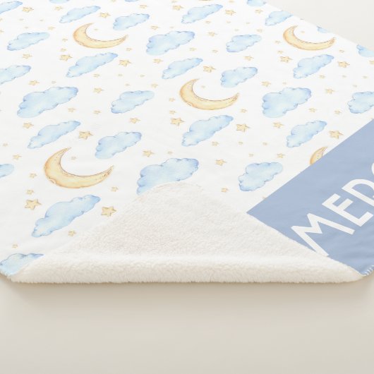 Waterverf Moon Stars en Clouds Patroon Sherpa Deken (3/4)