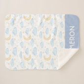 Waterverf Moon Stars en Clouds Patroon Sherpa Deken (Voorkant (horizontaal))