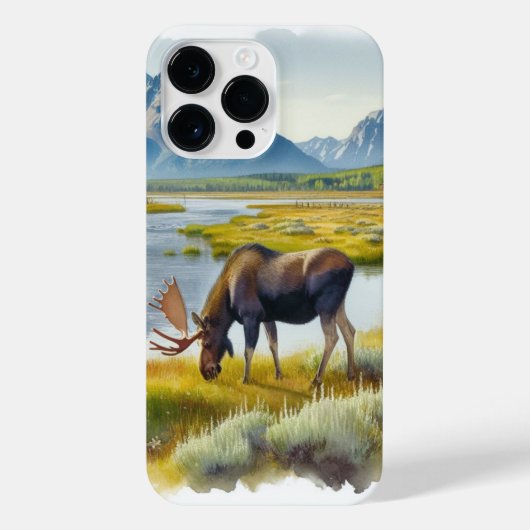 Waterverf Moose AI Art Phone Case iPhone Hoesje (Achterkant)