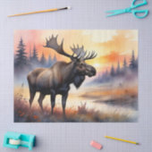 Waterverf Moose bij zonsopgang Decoupage Tissuepapier (Craft)