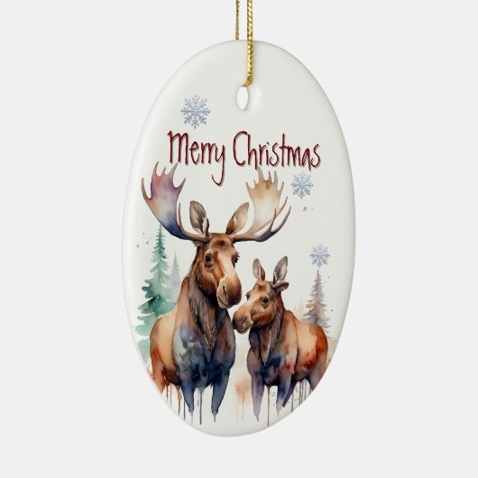 Waterverf Moose Wildlife Animal Custom Keramisch Ornament (Rechts)