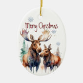 Waterverf Moose Wildlife Animal Custom Keramisch Ornament (Voorkant)