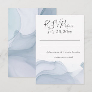 Waterverf Motion Blue Wedding Reactie Kaart