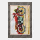 Waterverf  motorfiets theedoek (Verticaal)