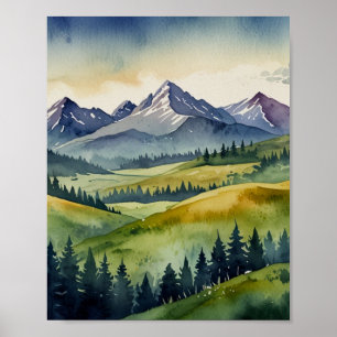 WATERVERF MOUNTAIN ART POSTER
