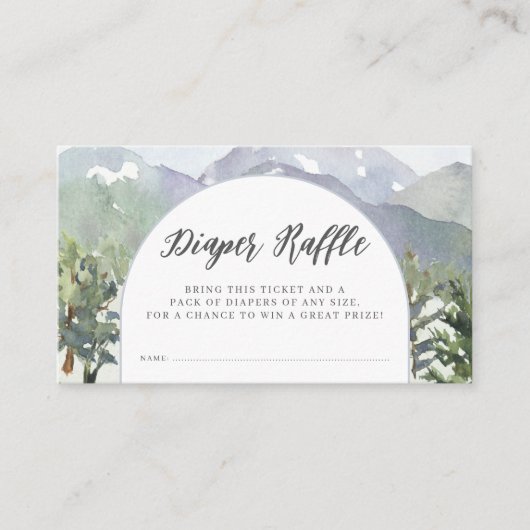 Waterverf Mountain Forest Arch Luier Raffle Informatiekaartje (Voorkant)