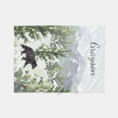 Waterverf Mountain Forest Beer Personalized Boy Fleece Deken (Voorkant (Horizontaal))