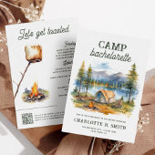 Waterverf Mountain Forest Camp Bachelorette Party Kaart