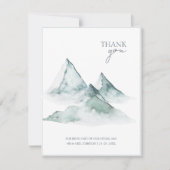 Waterverf Mountain Green en White Winter Bruiloft Bedankkaart (Voorkant)