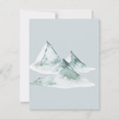 Waterverf Mountain Green en White Winter Bruiloft Bedankkaart (Achterkant)