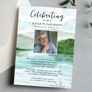 Waterverf Mountain Lake Celebration of Life Foto Kaart