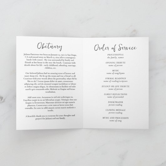 Waterverf Mountain Lake Funeral Order of Service Programma (Binnen)