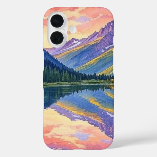 Waterverf Mountain Lake Landschap Case-Mate iPhone Case (Achterkant)