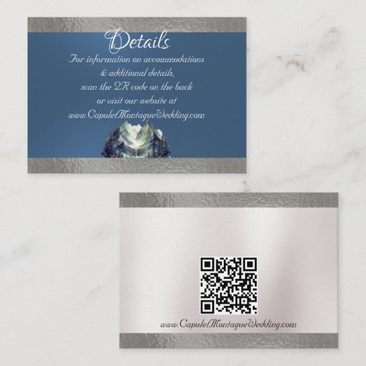 Waterverf Mountain & Ribbon Blue 2, QR-code Informatiekaartje (Voorkant / Achterkant)