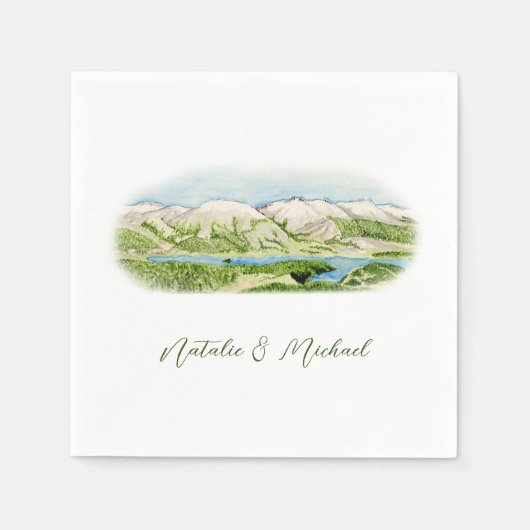 Waterverf Mountain Scene Cocktail servet (Voorkant)