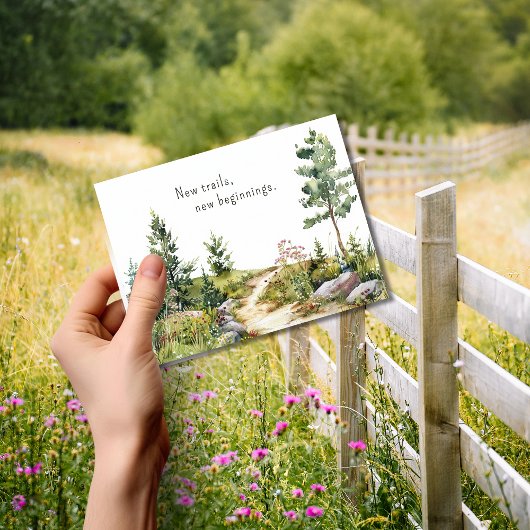 Waterverf Mountain Trail bewegende aankondiging Briefkaart