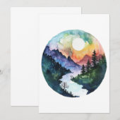 Waterverf Mountain Valley Natuur Bedankkaart (Voorkant / Achterkant)