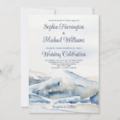 Waterverf Mountain Wedding Invitation QR-code Kaart (Voorkant)