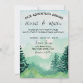 Waterverf Mountain Wedding Kaart (Voorkant)