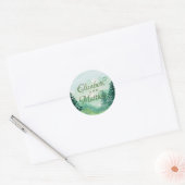 Waterverf Mountain Wedding Ronde Sticker (Envelop)