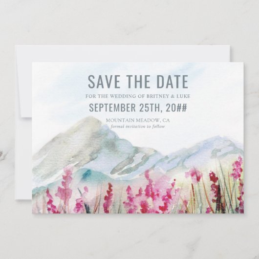 Waterverf Mountain Wildflower Bedow Save The Date (Voorkant)