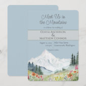 Waterverf Mountain Wildflower Wedding Kaart (Voorkant / Achterkant)