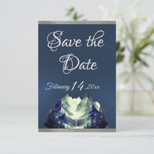 Waterverf Mountains 2 Bewaar de datum Save The Date (Staand voorkant)