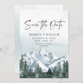 Waterverf Mountains Forest Wedding Save The Date (Voorkant / Achterkant)