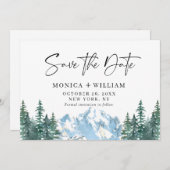 Waterverf Mountains Forest Wedding Save The Date (Voorkant / Achterkant)