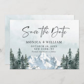 Waterverf Mountains Forest Wedding Save The Date (Voorkant / Achterkant)