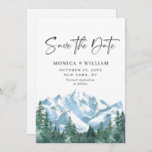 Waterverf Mountains Forest Wedding Save The Date (Voorkant / Achterkant)