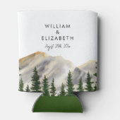 Waterverf Mountains op maat Blikjeskoeler (Achterkant)