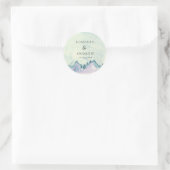 Waterverf Mountains Personalized Wedding Ronde Sticker (Tas)