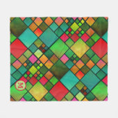 Waterverf Mozaic Pattern Monogram Fleece Blanket Deken (Voorkant (Horizontaal))