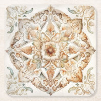 Waterverf mozaïektegel. Floral azulejo