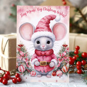 Waterverf Muis Grote Kerstwensen Feestdagen Kaart