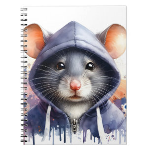 Waterverf Muis in Dark Hoodie Splash Art Notitieboek