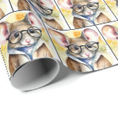 Waterverf muis met bril cadeaupapier (Rol Hoek)