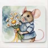 Waterverf Muis met Daisy Bunch Muismat (Voorkant)