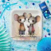 Waterverf muizen papieren bordje (Feest)