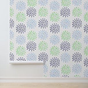 Waterverf Multi Color Blauw Groen Bloemen Behang
