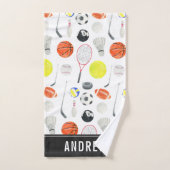 Waterverf Multi Sport Pattern Balls Kind Boy Name Bad Handdoek (Handdoek)