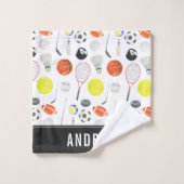 Waterverf Multi Sport Pattern Balls Kind Boy Name Bad Handdoek (Wasdoekje)
