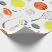 Waterverf Multi Sport Pattern Balls Rackets Golf Cadeaupapier (Hoek)