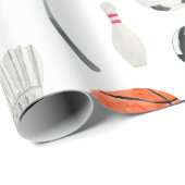 Waterverf Multi Sport Pattern Balls Rackets Golf Cadeaupapier (Rol Hoek)
