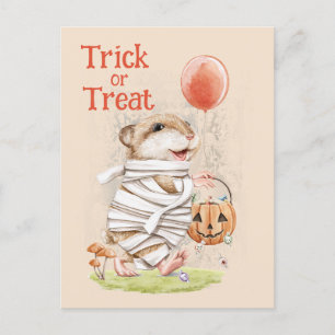 Waterverf Mummy Hamster Halloween Groet Briefkaart
