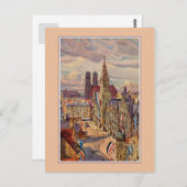  waterverf München Marienplatz Briefkaart (Voorkant / Achterkant)