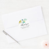 Waterverf munt geel bloemenbruiloft dank u ronde sticker (Envelop)
