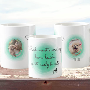 Waterverf Muntgroene Poodle - Aangepaste Foto & Na Koffiemok